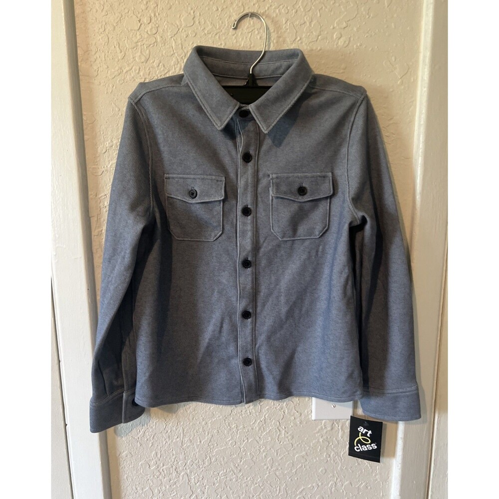 Art Class Boy's Size S Knit Shirt Jacket Slate Blue
